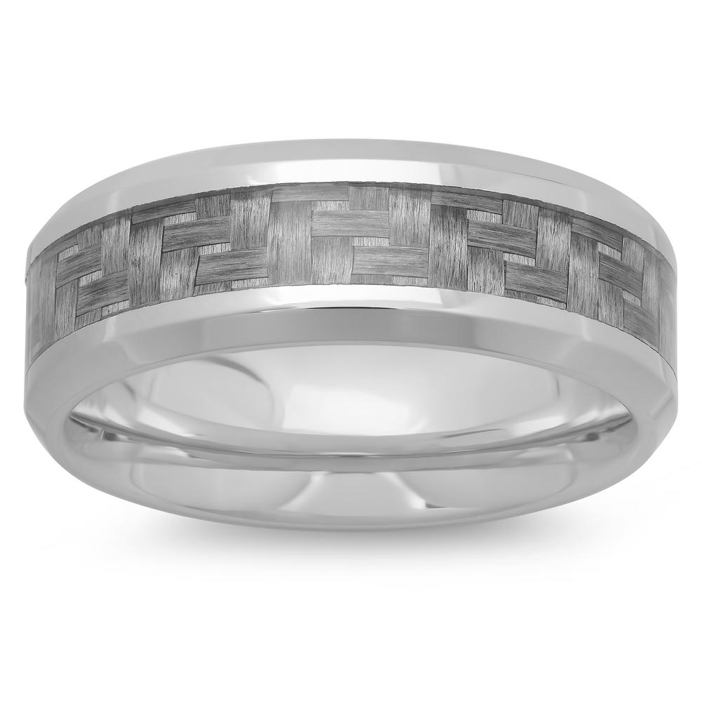 Men's Stainless Steel with Gray Carbon Fiber 8MM Band