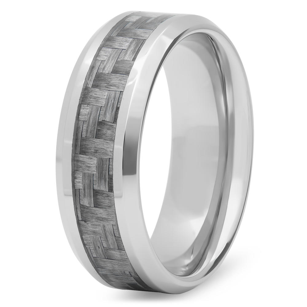 Men's Stainless Steel with Gray Carbon Fiber 8MM Band