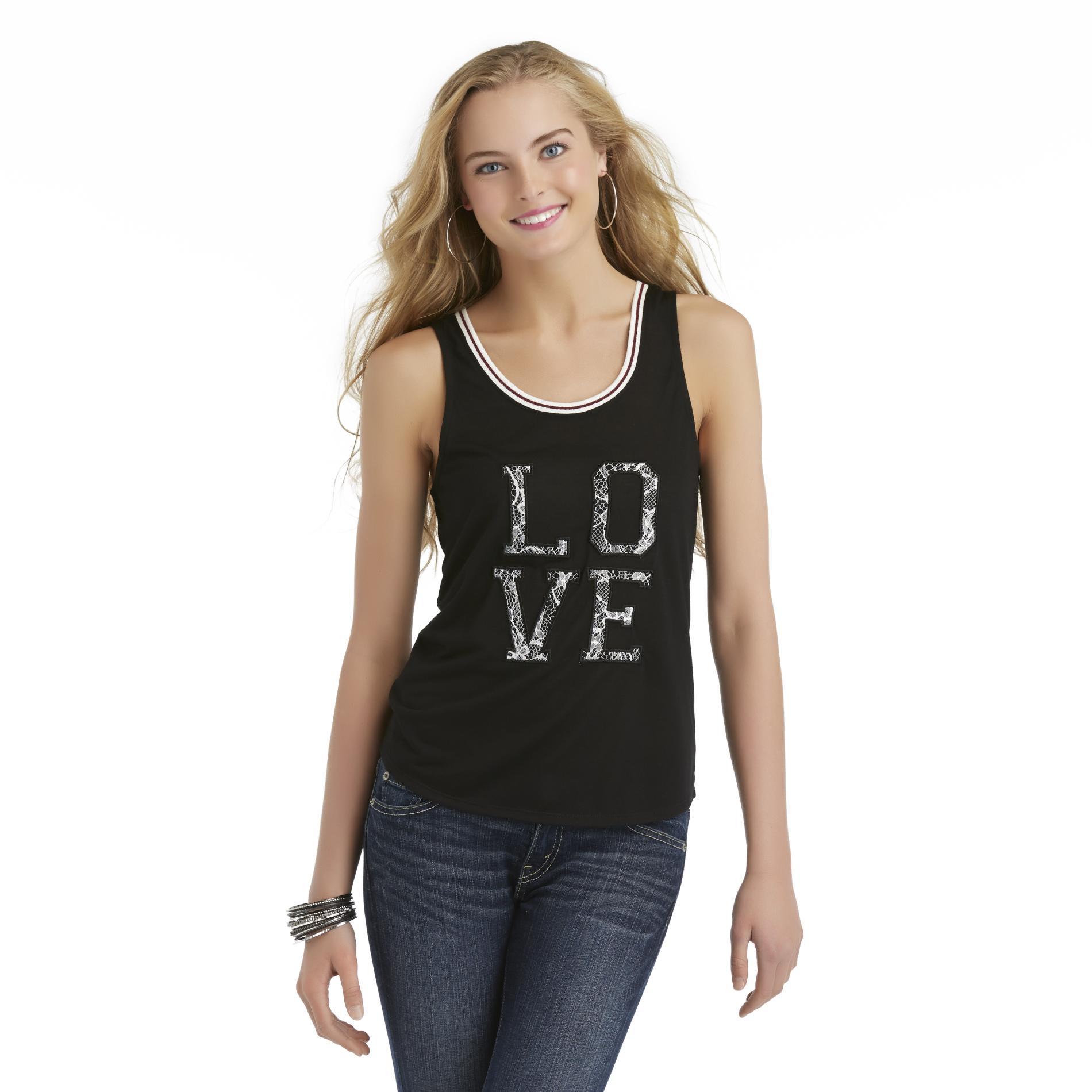 Junior's Embroidered Basketball Tank Top - Love