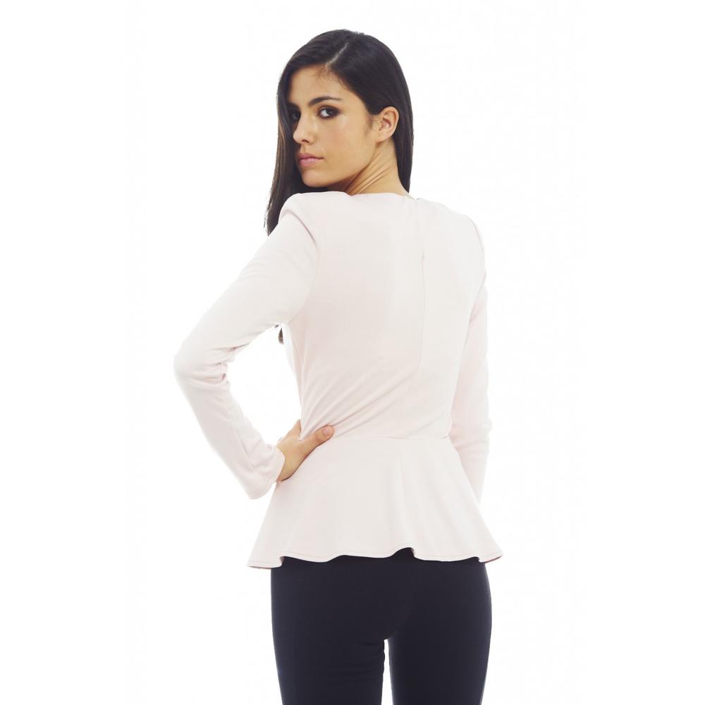 AX Paris Women's Plain Peplum Zip Front Pink Jacket - Online Exclusive