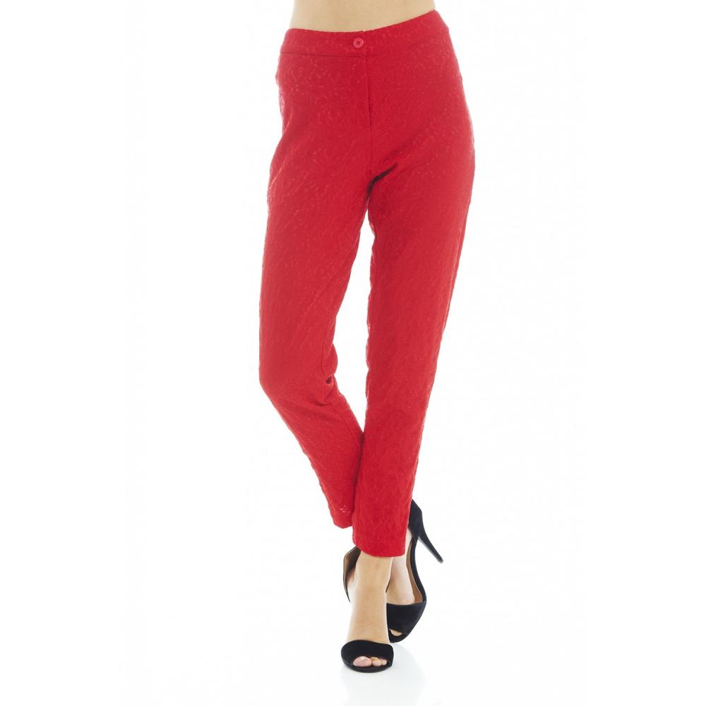 Women's Bonded Lace Red Trousers - Online Exclusive