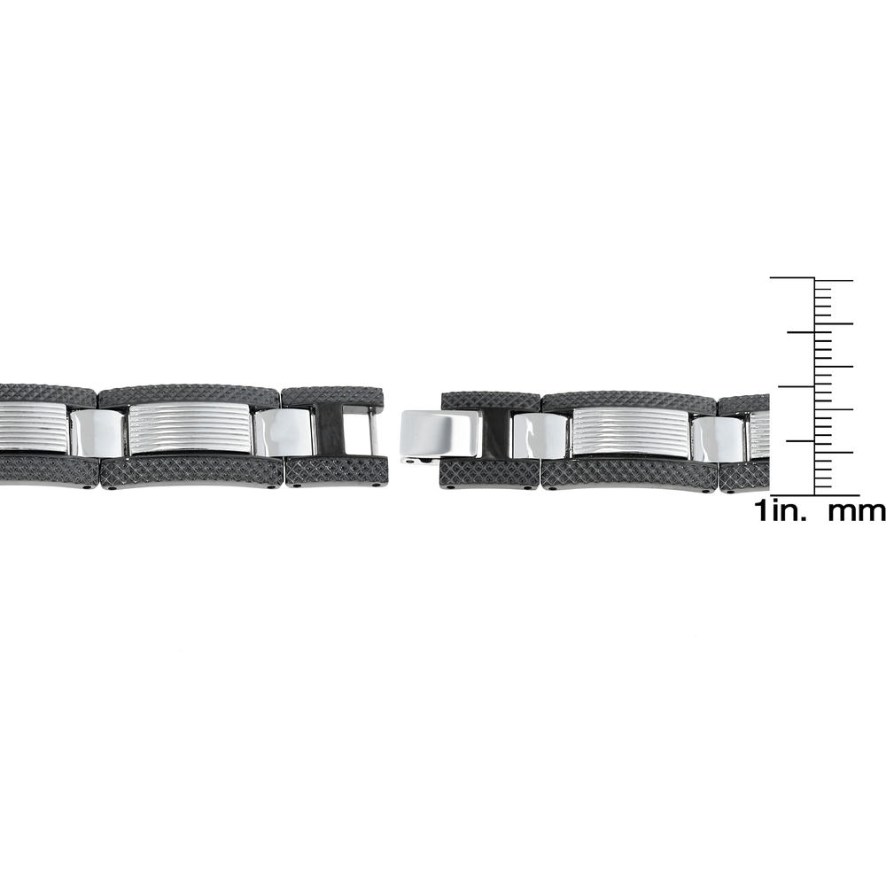 Stainless Steel Link Bracelet with Gun Metal Gray IP Plating