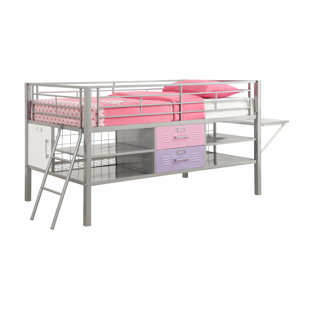 Junior Twin Silver Bed with Locker  Multiple Colors