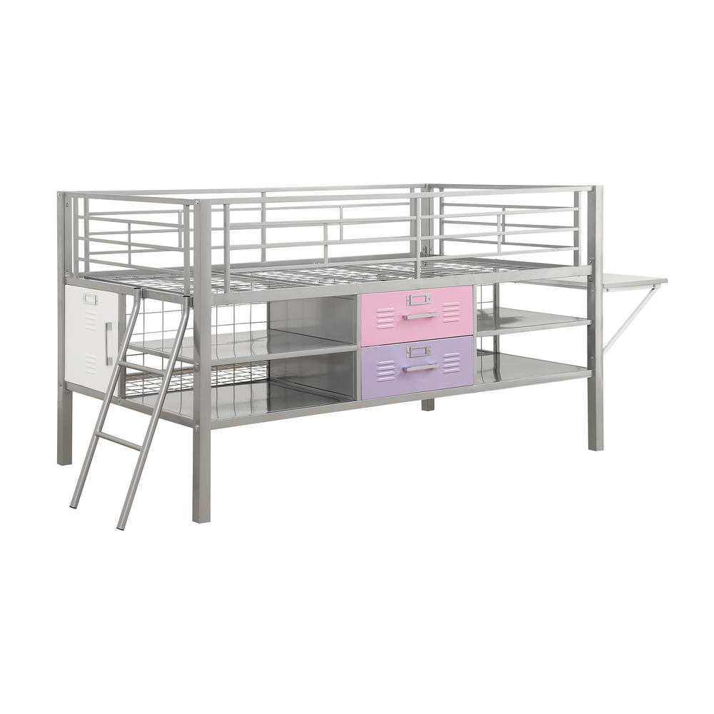 Junior Twin Silver Bed with Locker  Multiple Colors