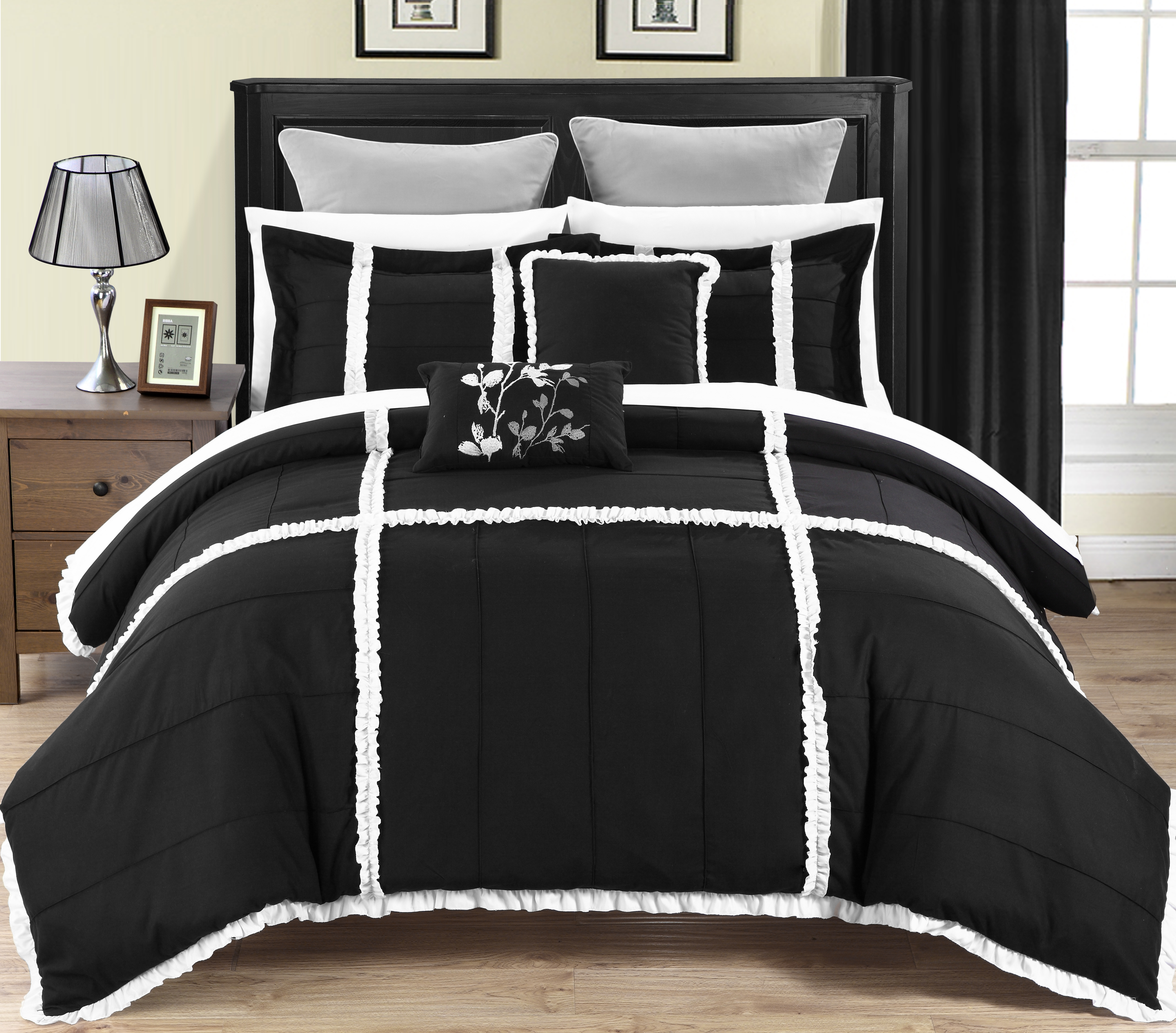 Chic Home  Isabella 5-piece Comforter Set, King Size, Champagne; Shams, Bedskirt and Decorative Pillow Included