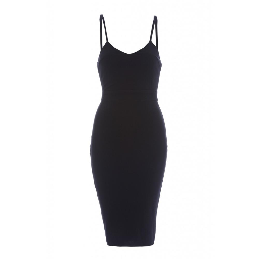 AX Paris Women's Plain Band Strap Bodycon Black Dress - Online Exclusive
