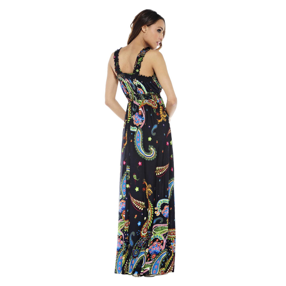Women's Paisley Printed Elasticated Strap Navy Dress - Online Exclusive