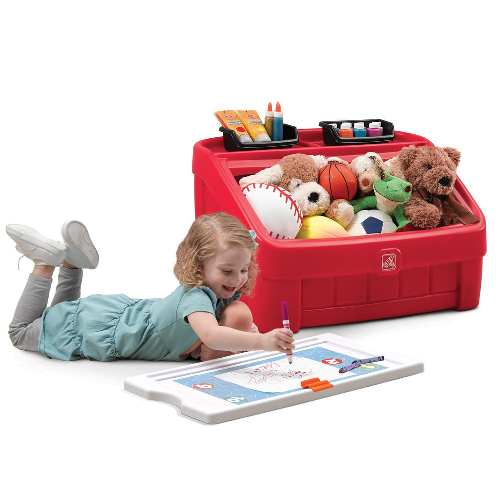 2-IN-1 TOY BOX AND ART LID RED