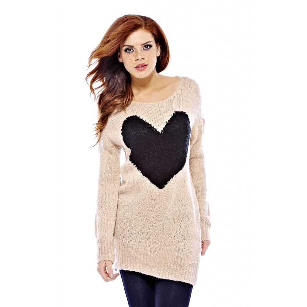 Women's Giant Heart Knit Pink Sweater - Online Exclusive