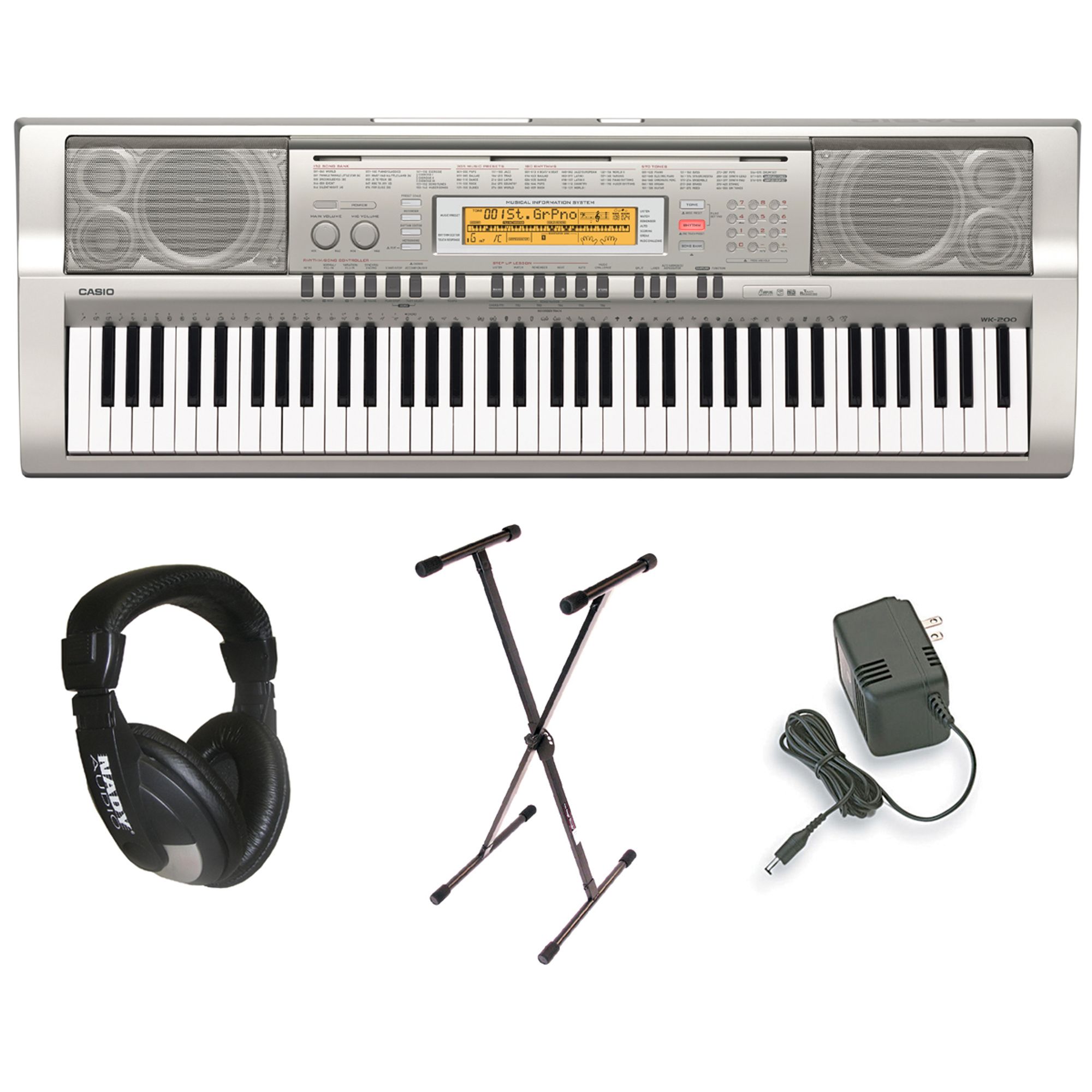 Casio Premium Pack with Power Supply, Keyboard Stand and Professional Closed Cup Ste