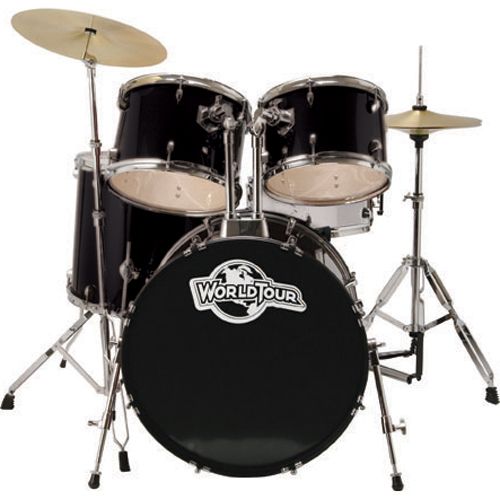 World Tour Complete 5-piece Drumset with Double Braced Stands, Drum Throne, Drum Sticks, at mygofer.com