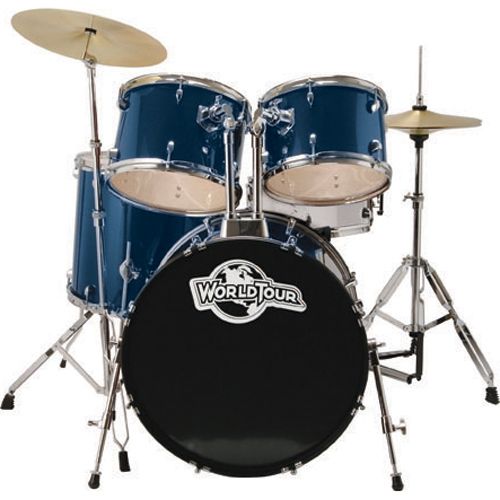 World Tour Complete 5-piece Drumset with Double Braced Stands, Drum Throne, Drum Sticks, at mygofer.com