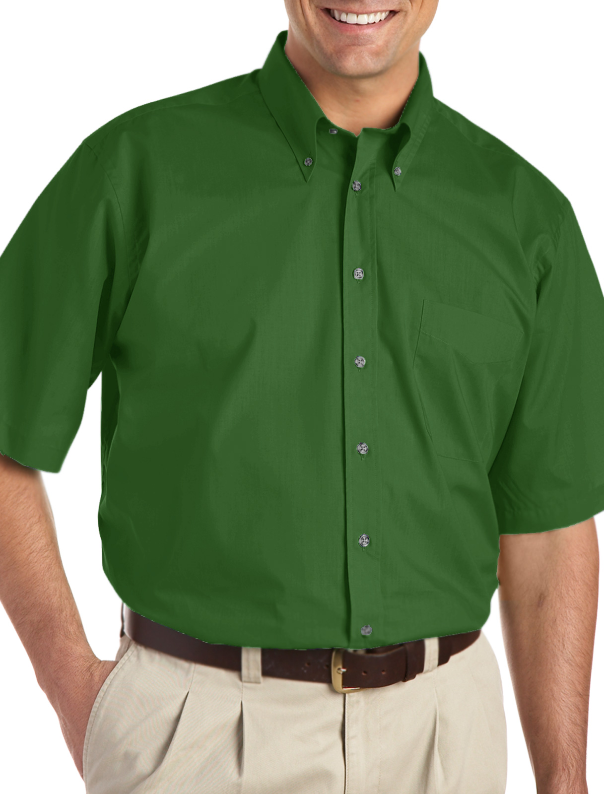 Harbor Bay Men's Big and Tall Easy-Care Solid Sport Shirt