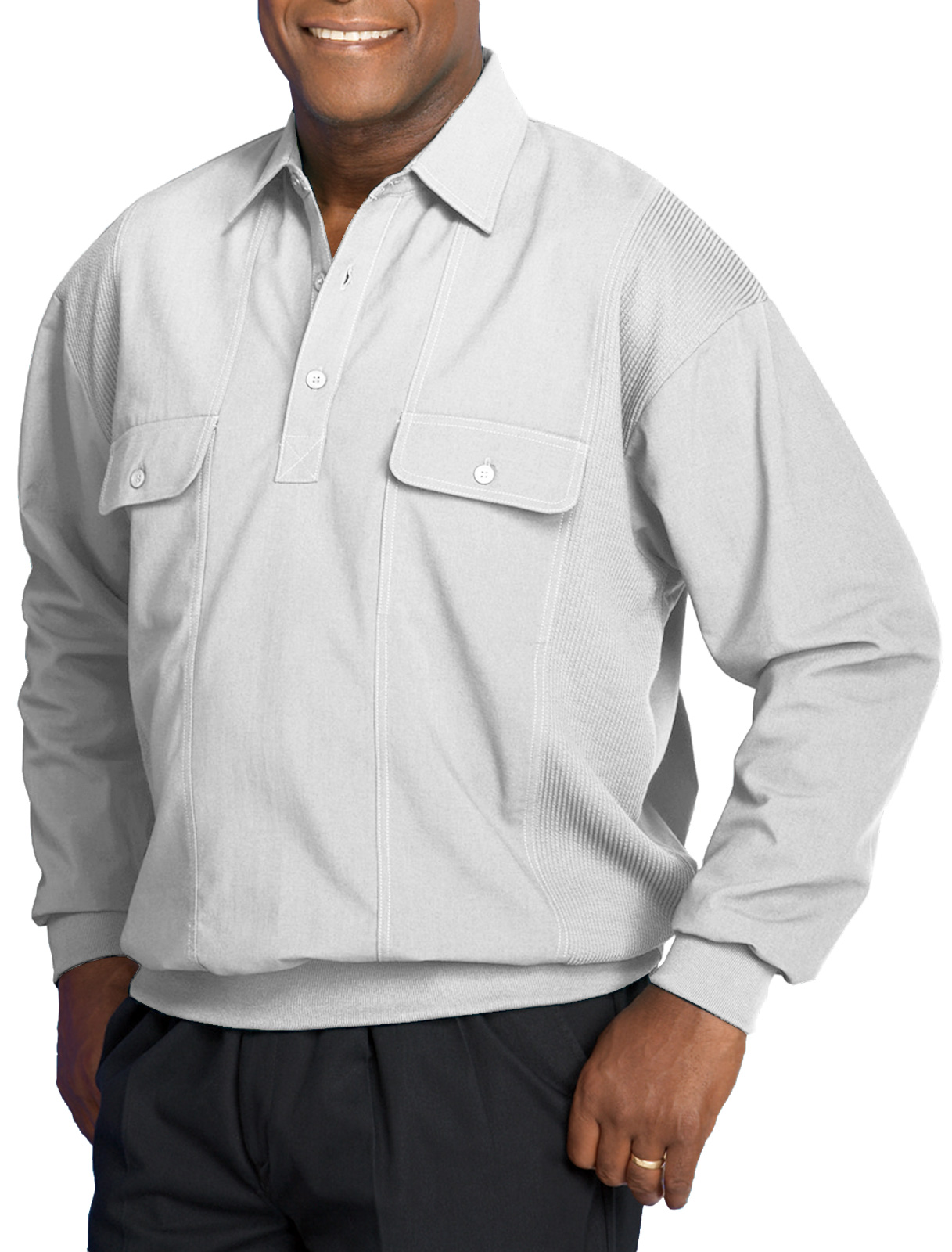 Harbor Bay Men's Big and Tall Mesh Panel Banded-Bottom Shirt