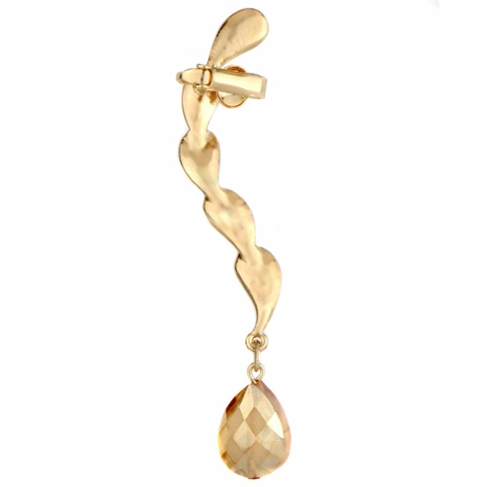Gold and Champagne Briolette Ear Cuff