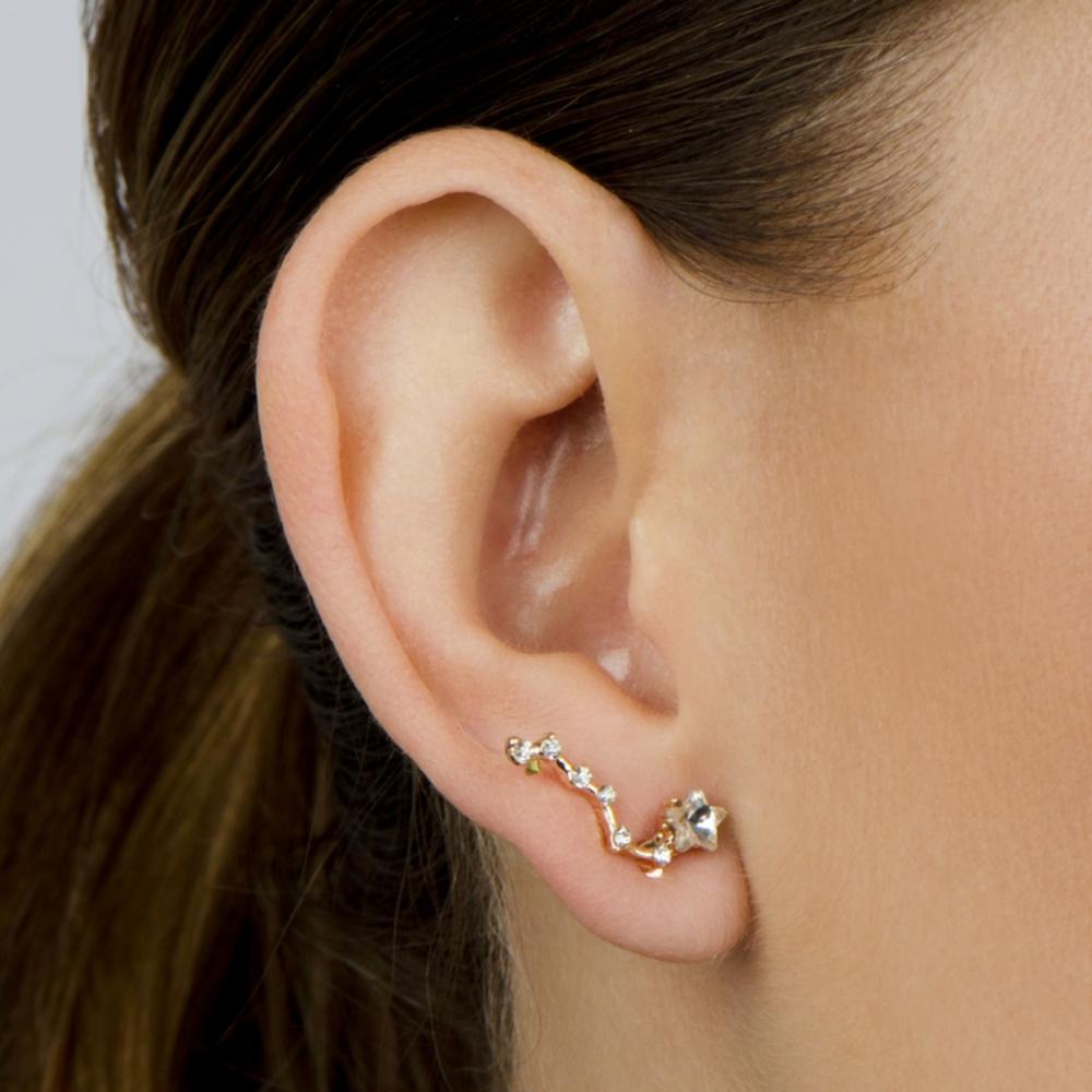 Gold Branch and Star Ear Cuffs