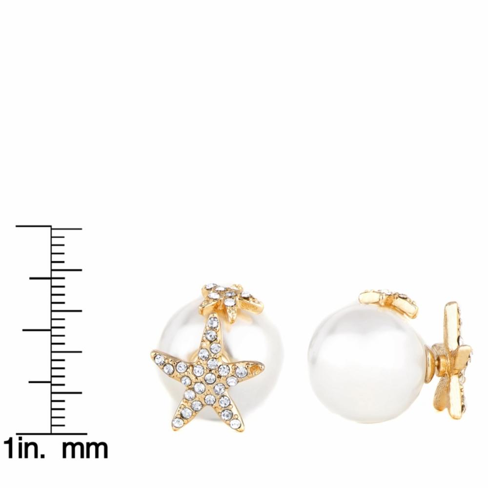 Gold Star Pearl Front Back Earrings