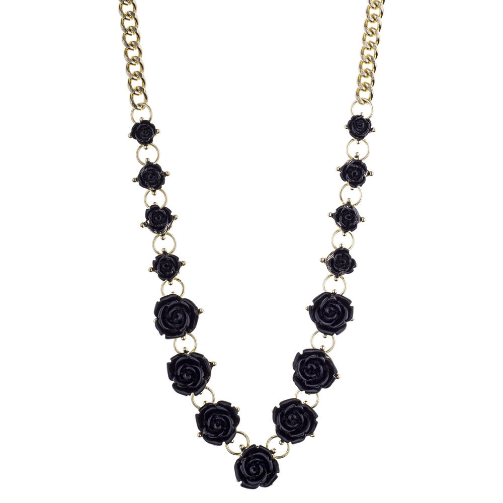 Gold and Black Rose Statement Necklace