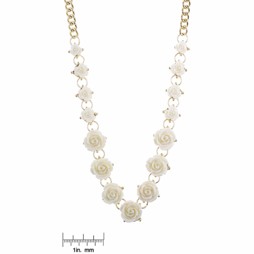 Gold and White Rose Statement Necklace