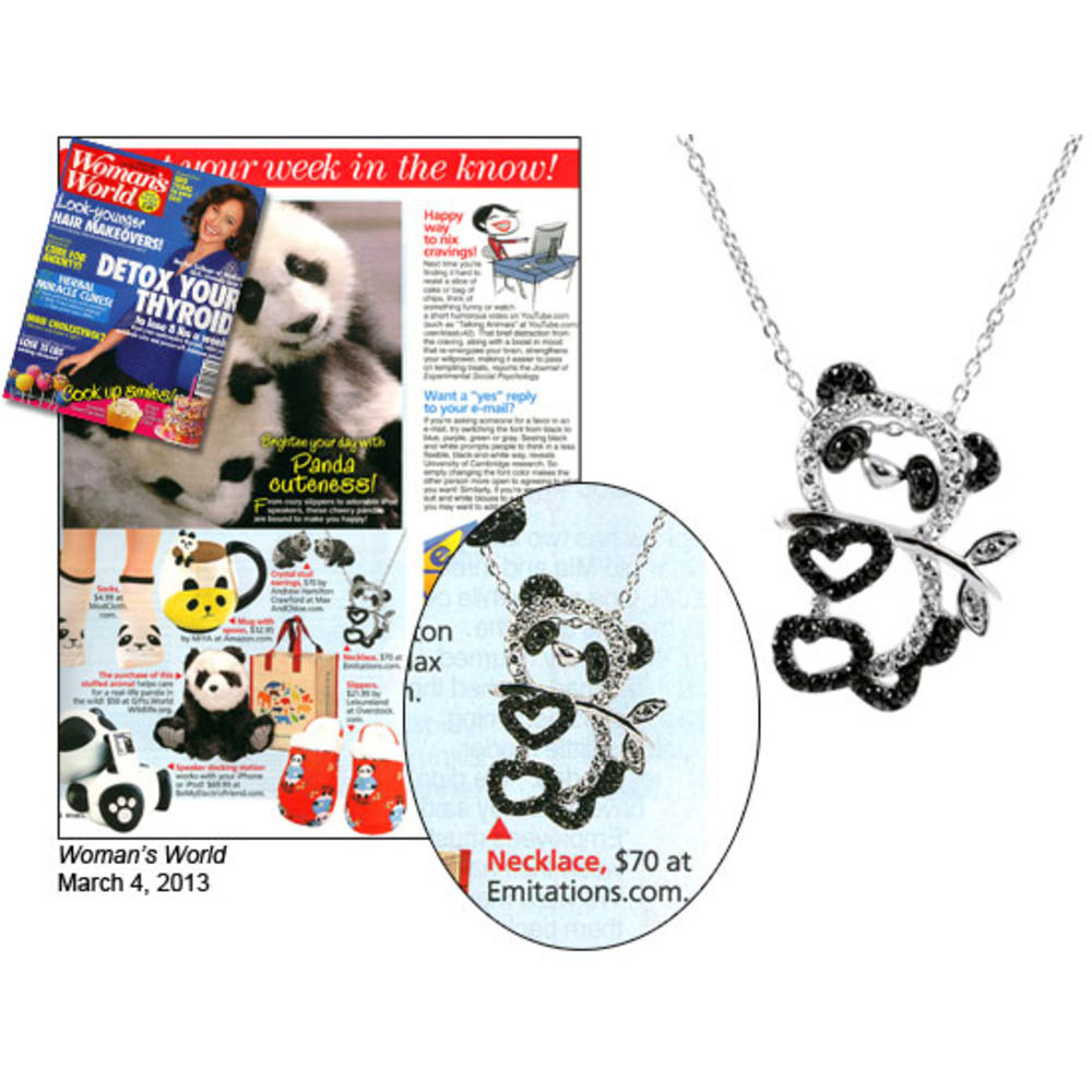 Cubic Zirconia Panda Necklace - 18" Chain