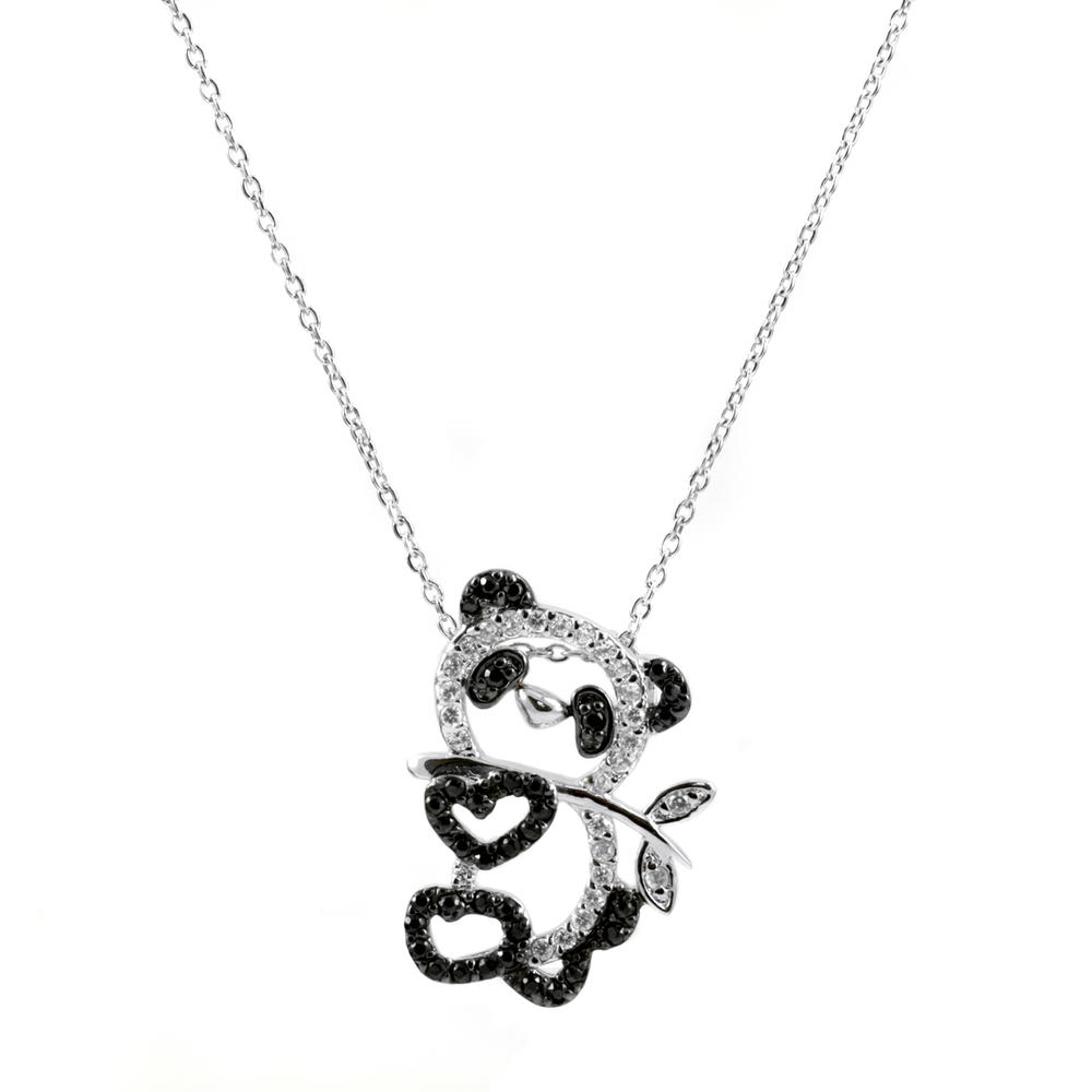 Cubic Zirconia Panda Necklace - 18" Chain