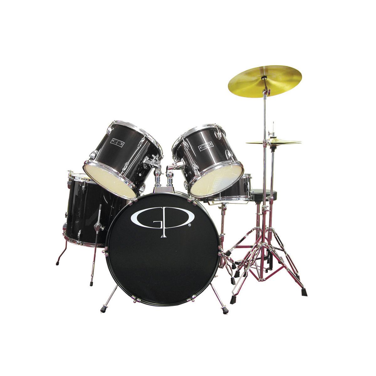 GP Percussion GP Percussion 5-Piece Complete Drum Set with Accs in Black at mygofer.com