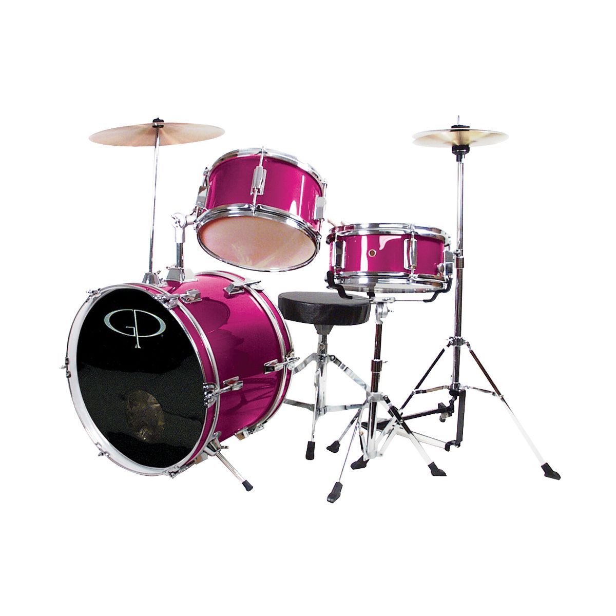 GP50 3-Piece Junior Drum Set With Cymbals and Throne in Metallic Pink