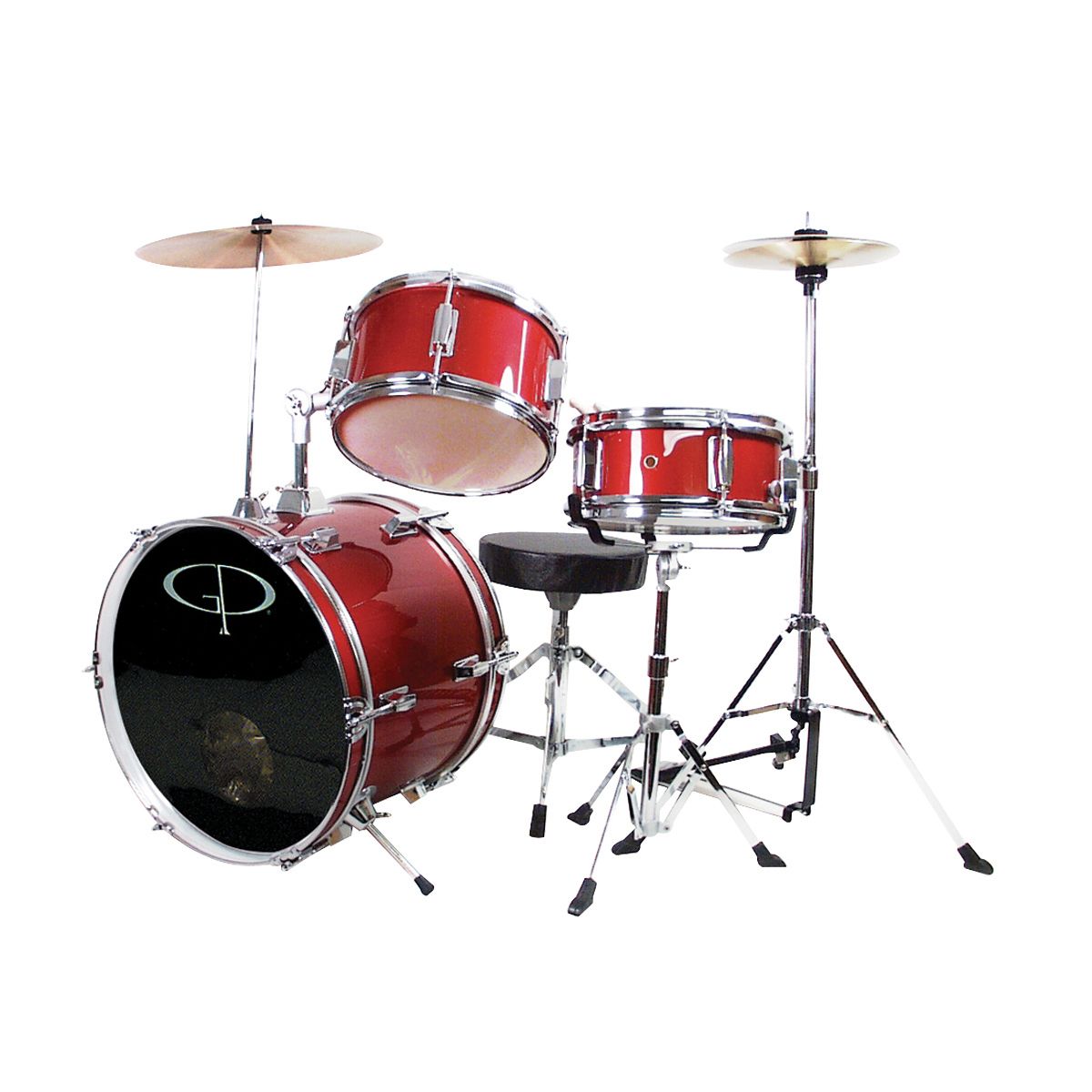 GP50 3-Piece Junior Drum Set With Cymbals and Throne in Metallic Red