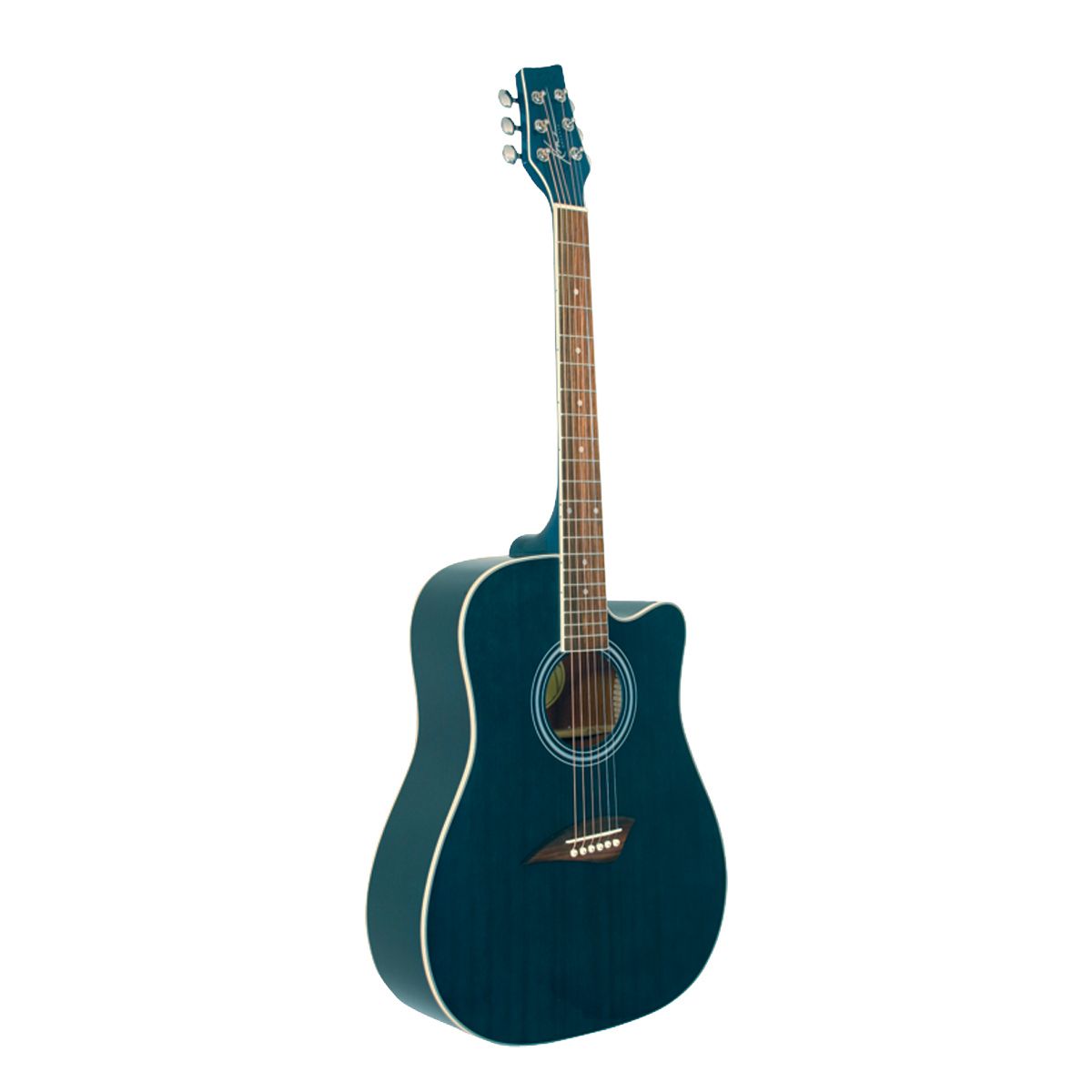Kona Dreadnought Acoustic Spruce Top Guitar with High-Gloss Transparent Blue Finish