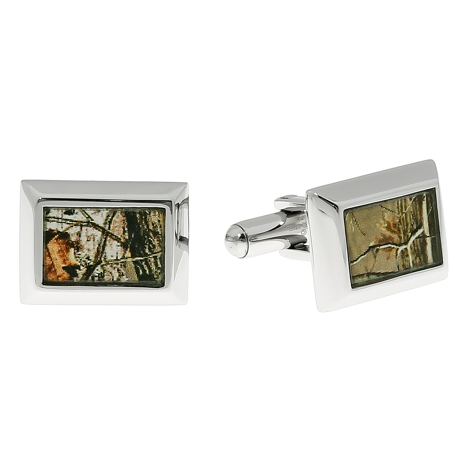 Stainless Steel Cuff Links with Camouflage Accent
