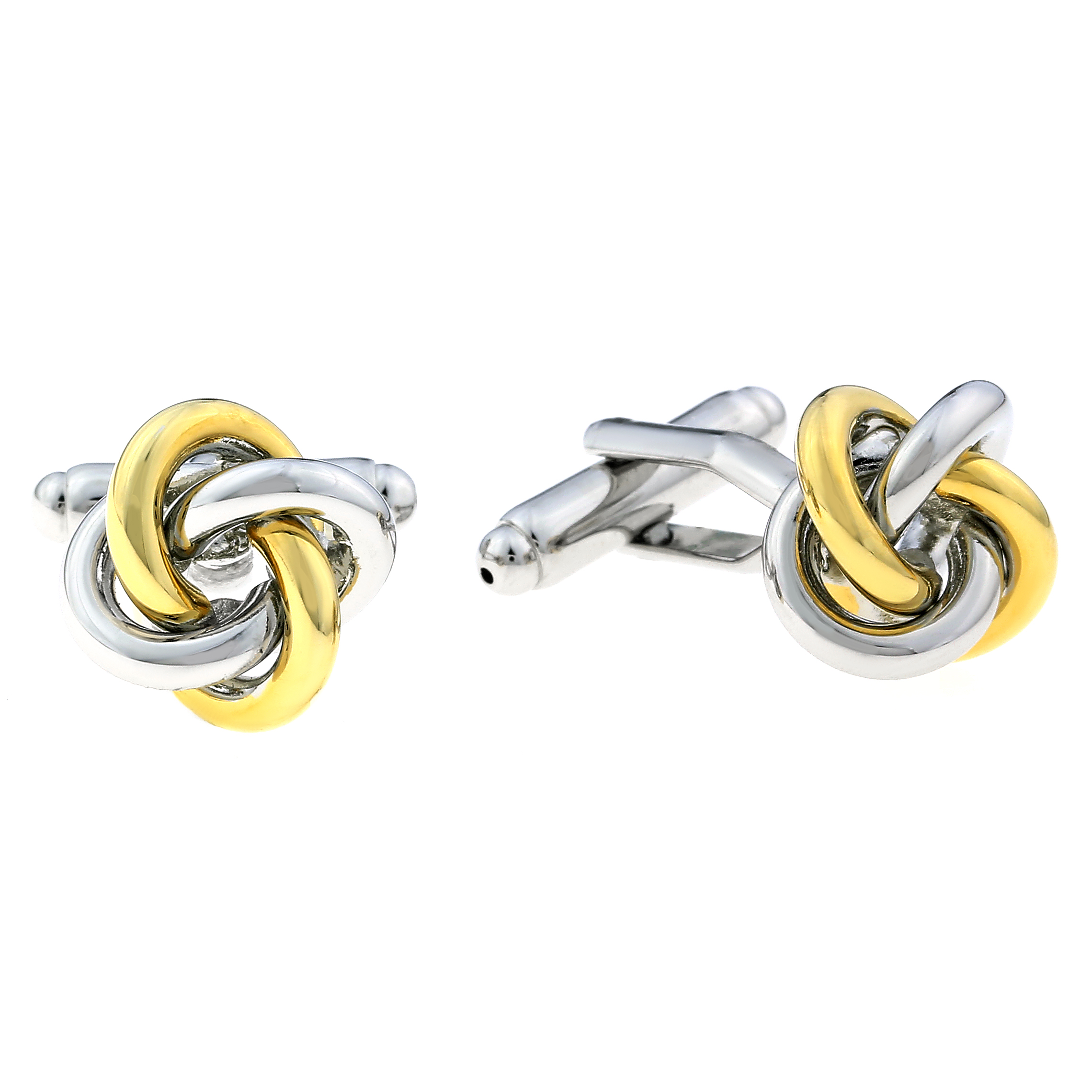 Stainless Steel Knot Design Cuff Links with Gold IP Accent