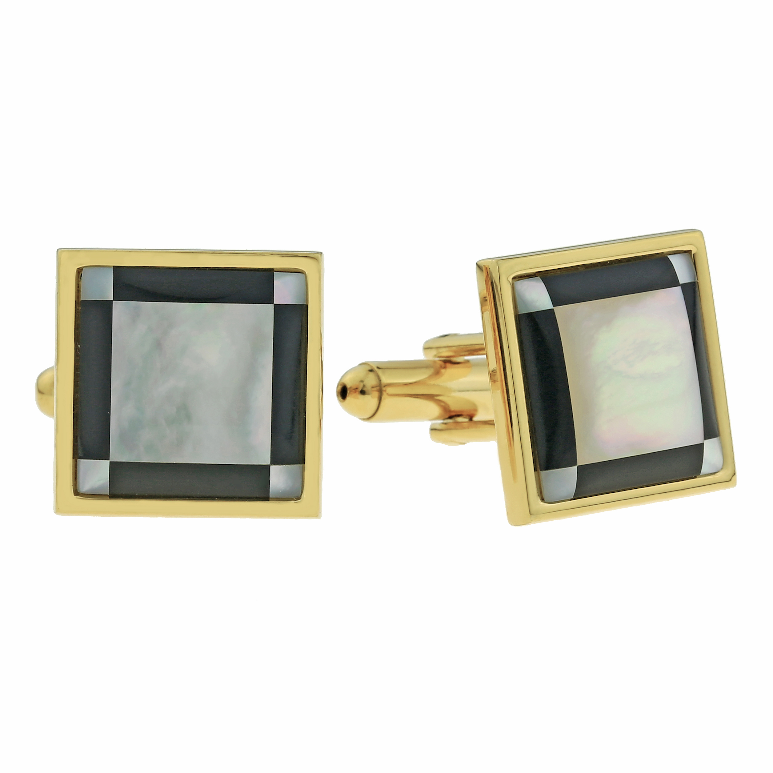 Gold Ion Plated Stainless Steel Cuff Links with Shell