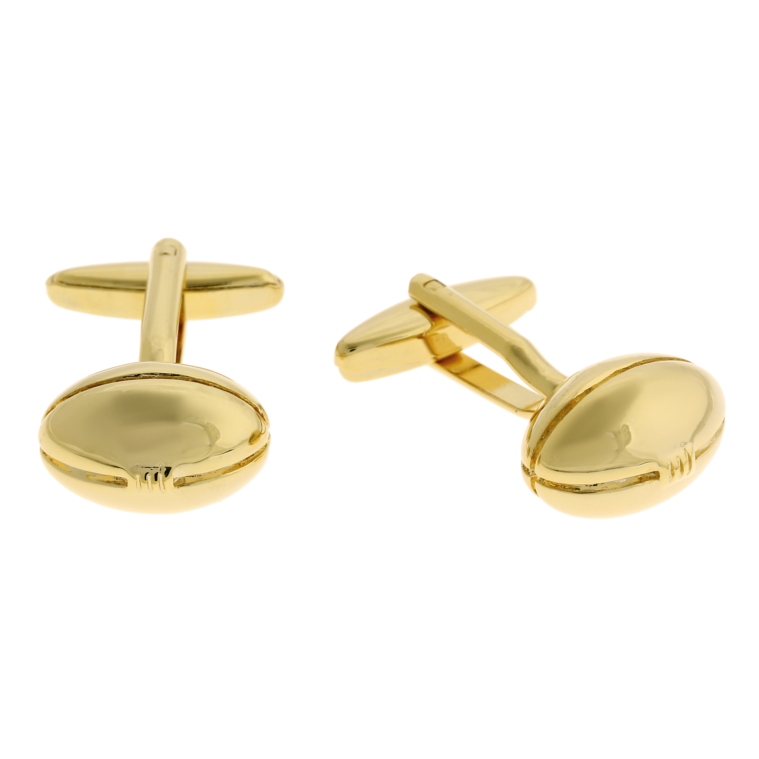 Gold Ion Plated Stainless Steel Football Cuff Links