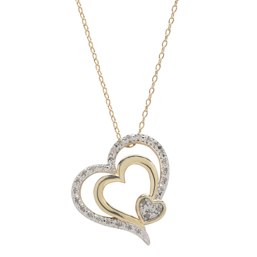 1/8Cttw Diamond Heart Pendant Gold Over Silver