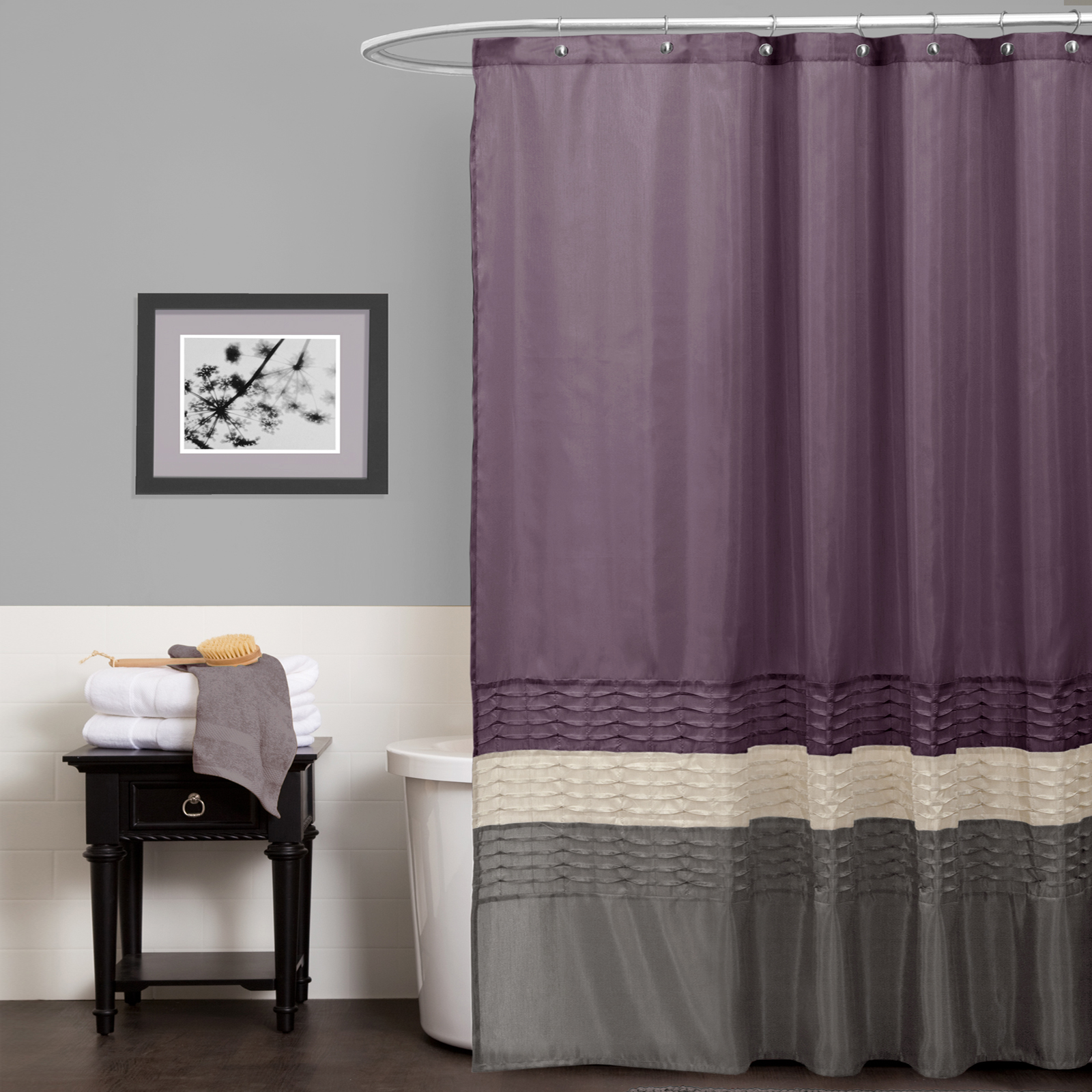Lush Decor Mia Purple Gray Shower Curtain