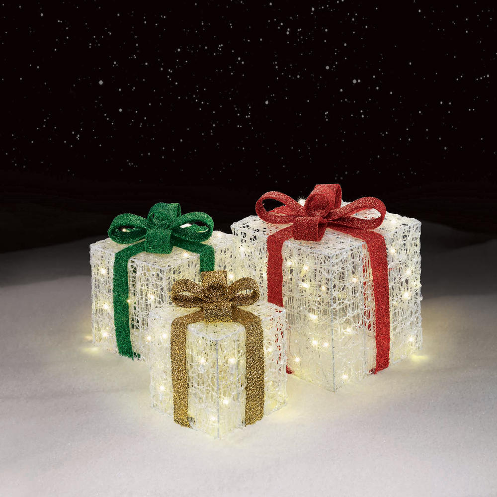 Set of 3 Dual Color Gift Boxes with 90 Color Changing LED Lights