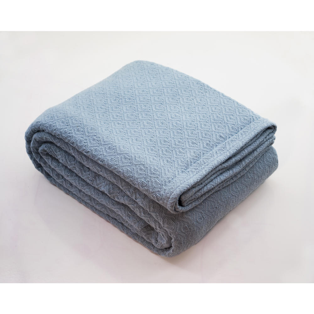 Cotton Light Blue Twin Cotton Thermal Blanket