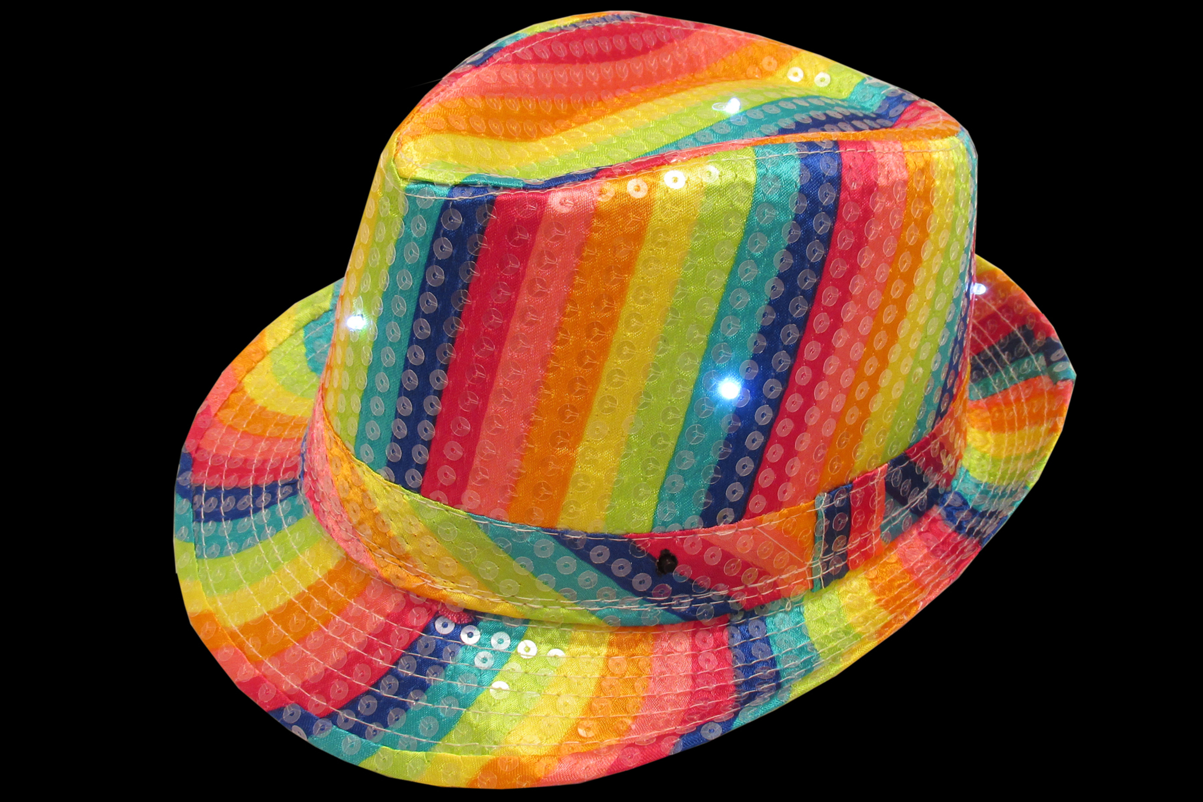 Light Up Fedora Hat - Rainbow (set of 2)