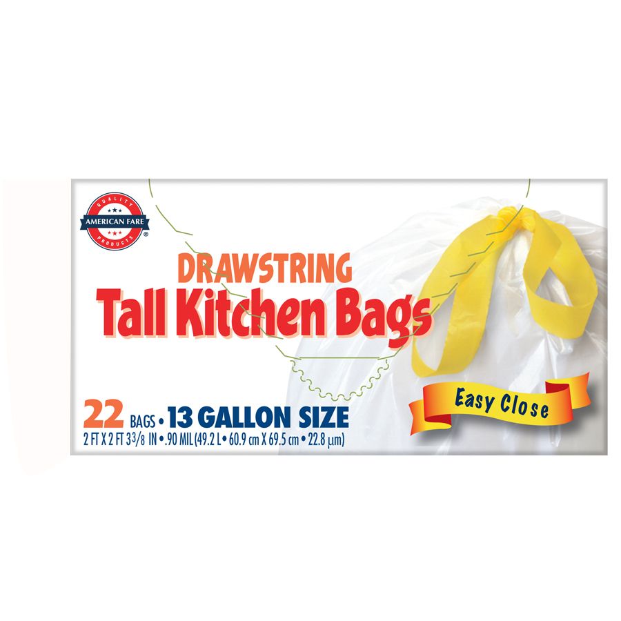 American Fare DrawString Top 13 Gallon Tall Kitchen Can Bags 22 Count at Kmart.com