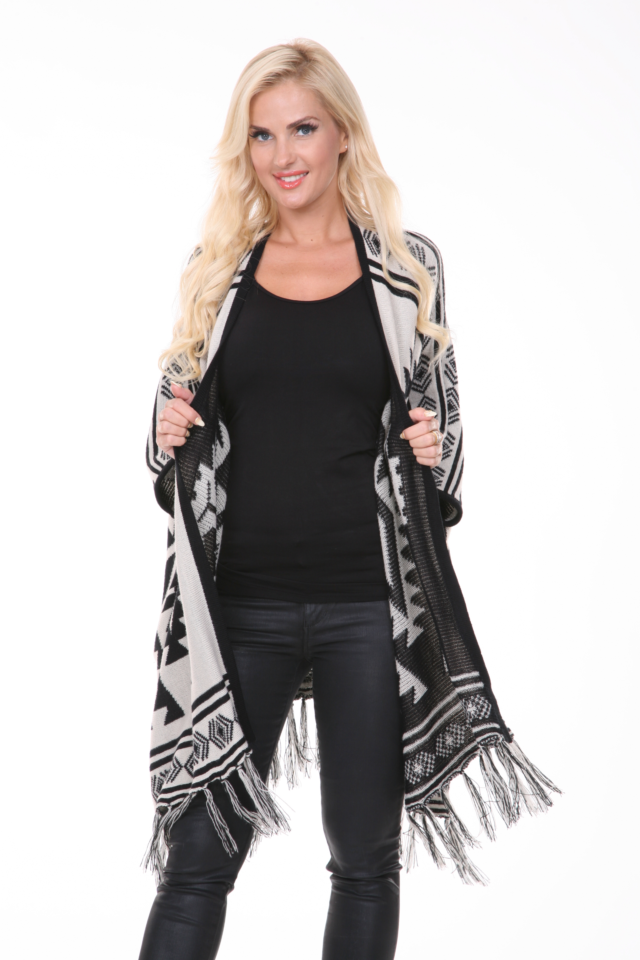Off White Cherokee Patterned Cardigan Poncho