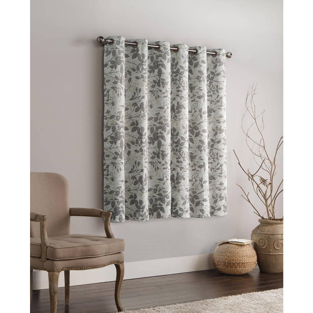 Room Darkening Grommet Curtain Window Panel - Leaf print