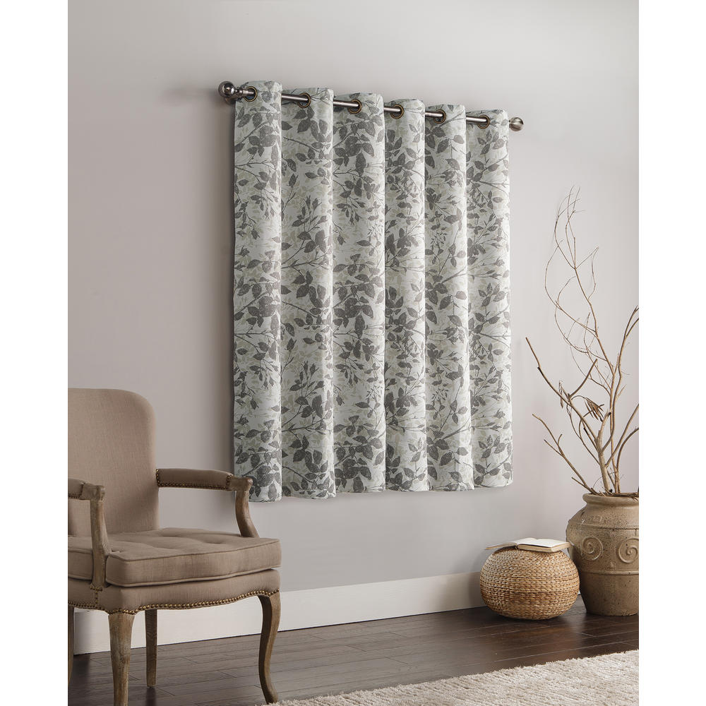 Room Darkening Grommet Curtain Window Panel Leaf print