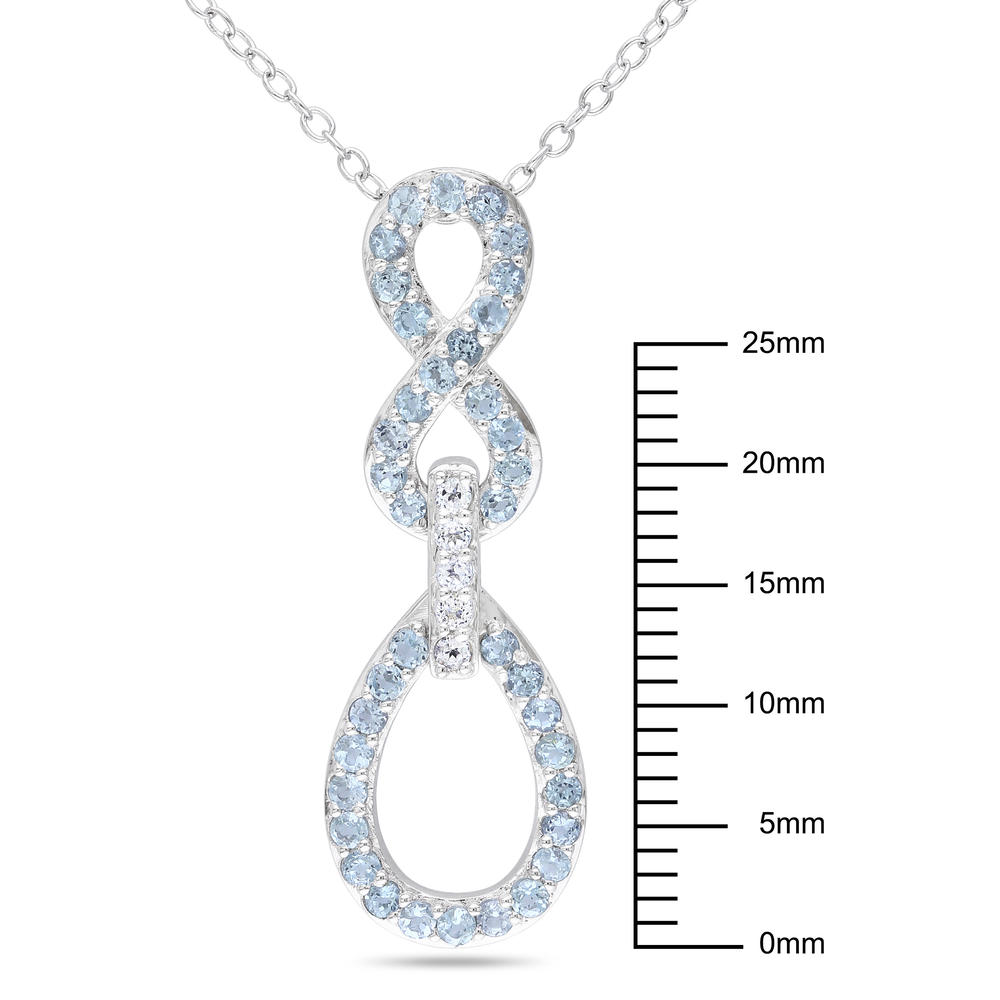 Sterling Silver 0.50 CTTW Blue and White Topaz Infinity Pendant