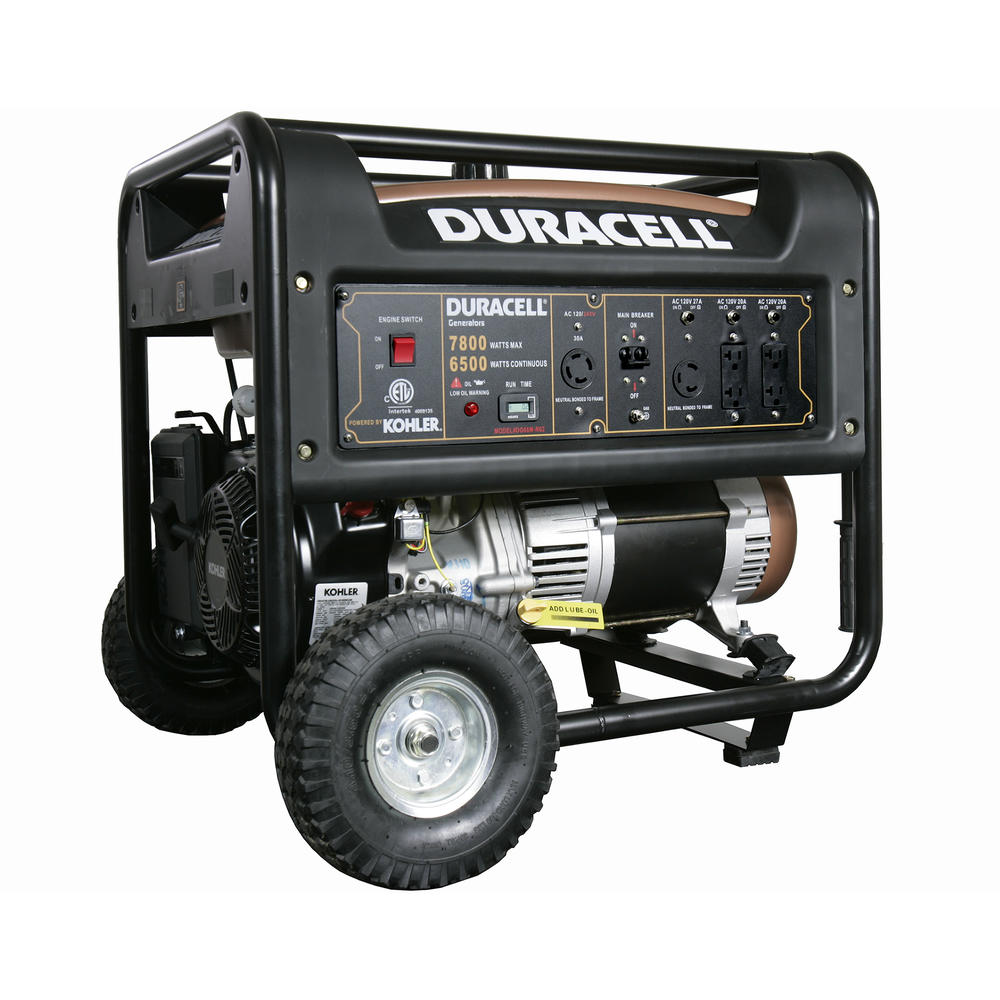 Duracell 6500 / 7800 Watt Duracell Portable Gas Powered Generator  KOHLER Recoil Start Engine 14 HP