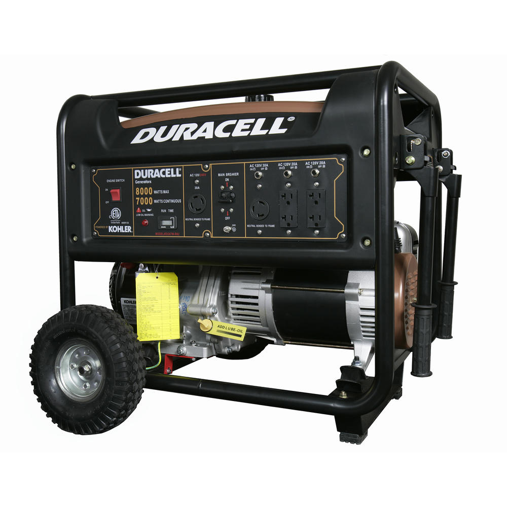 Duracell 7800 / 8000 Watt Duracell Portable Gas Powered Generator  KOHLER Recoil Start Engine 14 HP