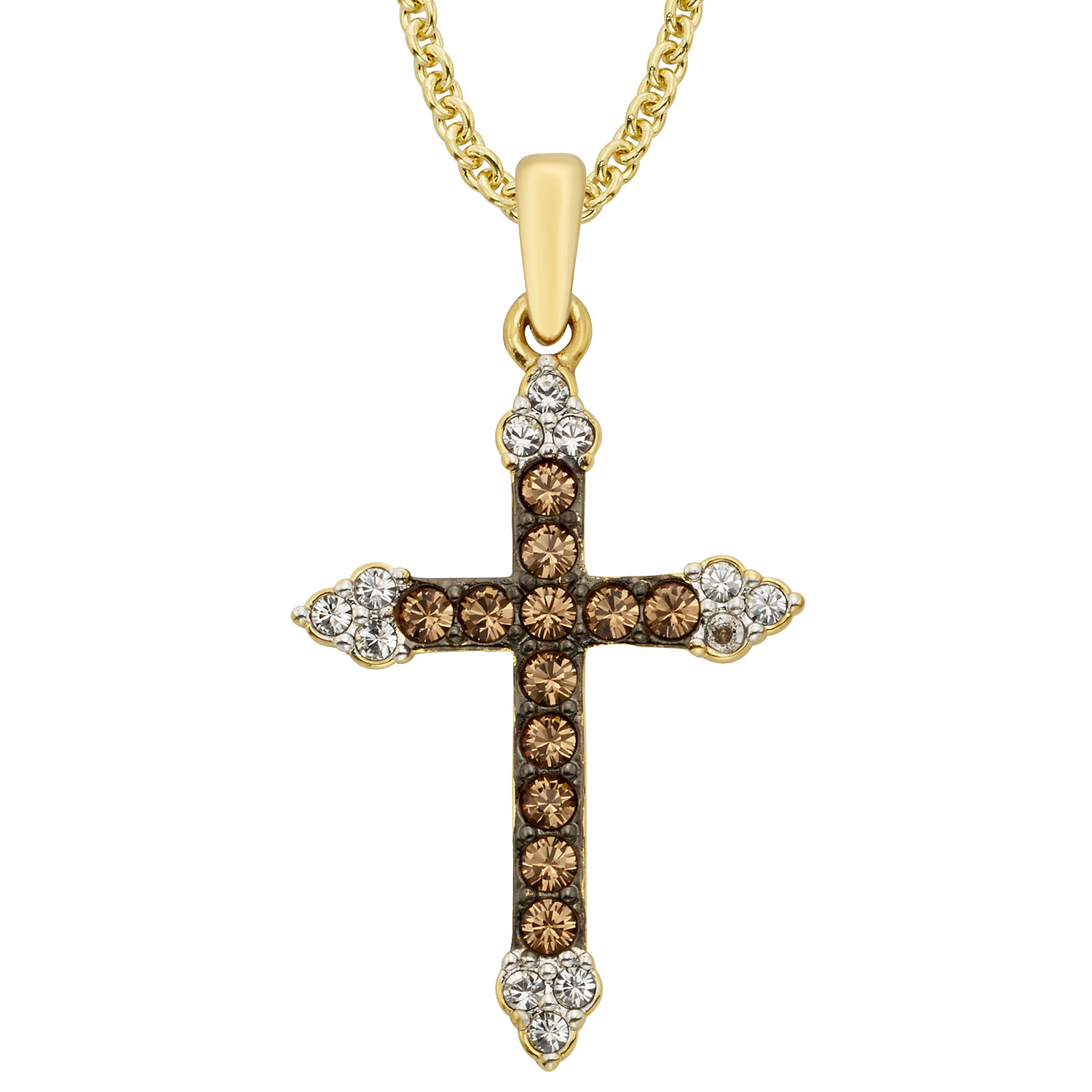 Gold Over Bronze Brown Cross Pendant