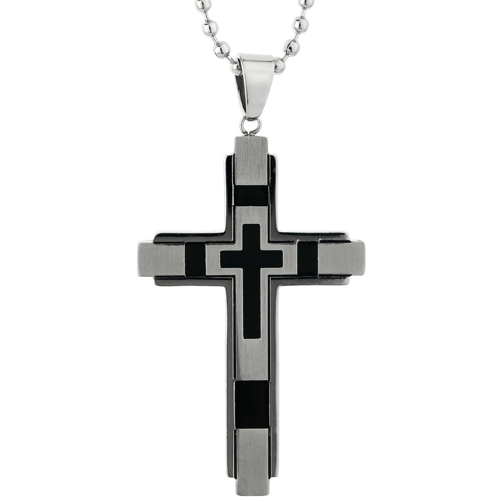 Stainelss Steel Reversable Cross Pendant With 22" Ball Chain