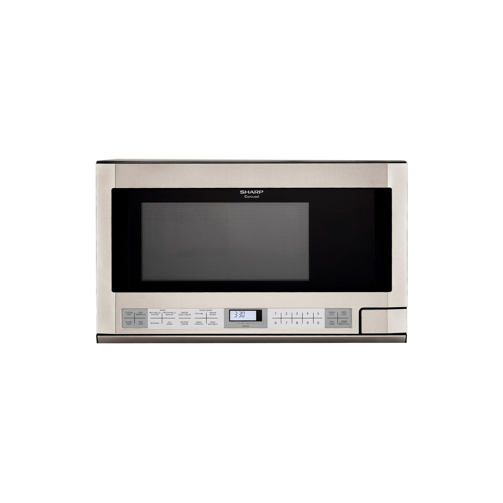 Sharp R1214T 1.5 Cu. Ft. 1100W Over the Counter Microwave - Stainless Steel Stainless Steel Over The Counter Microwave