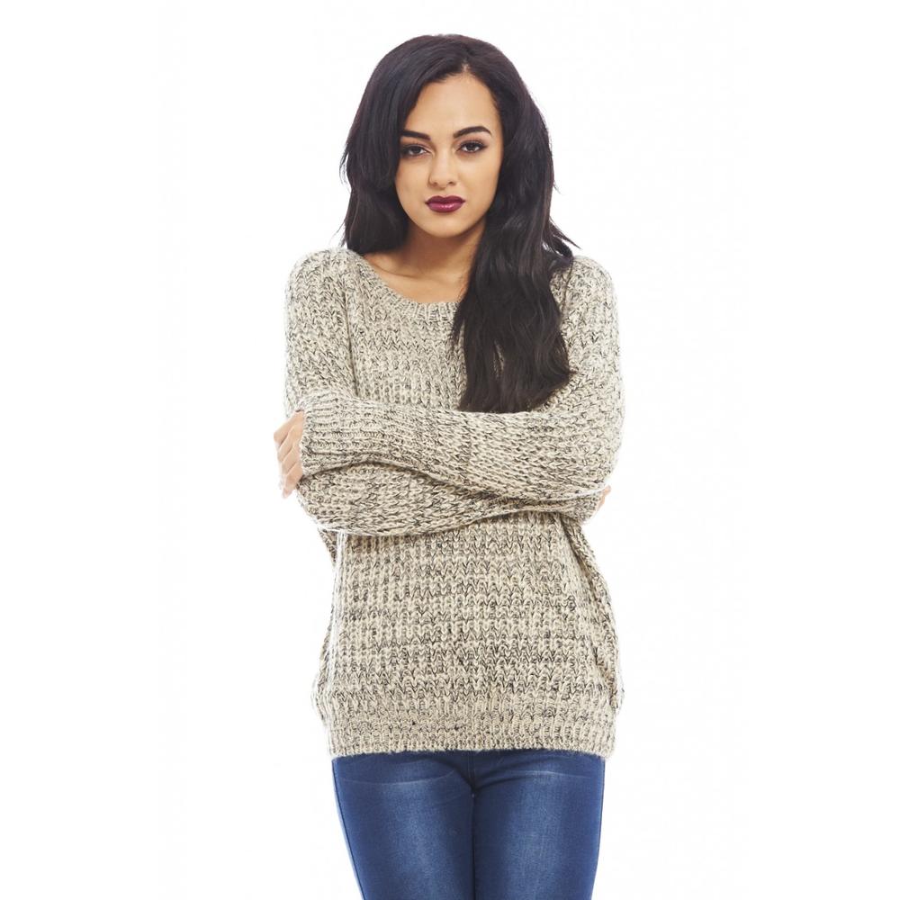 AX Paris Women's Mixed Knitted plain  Stone Sweater- Online Exclusive