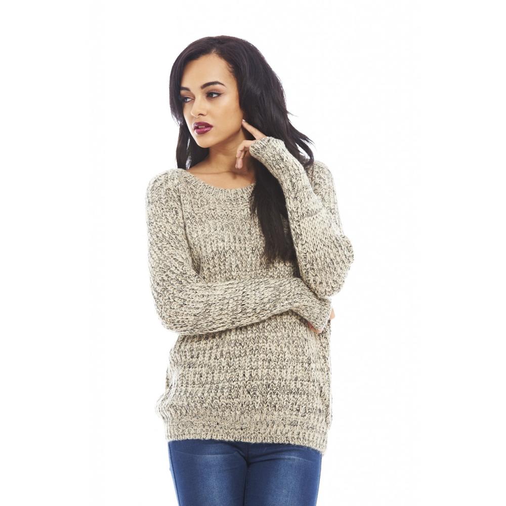 AX Paris Women's Mixed Knitted plain  Stone Sweater- Online Exclusive